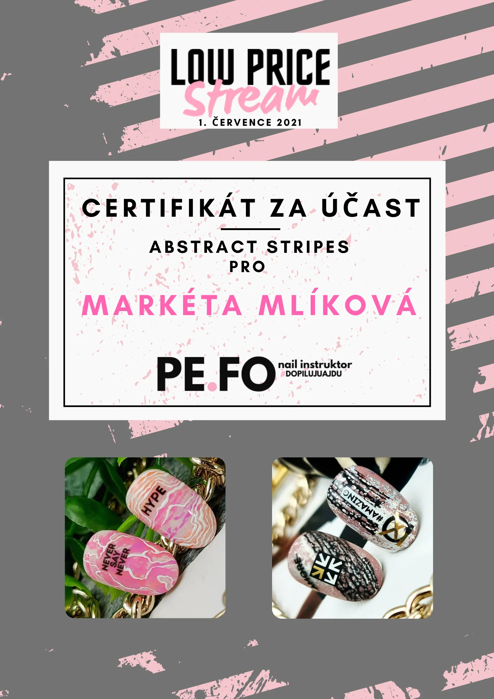 Certifikát E.Mi - PE.FO - Abstract stripes pro | Markéta Mlíková