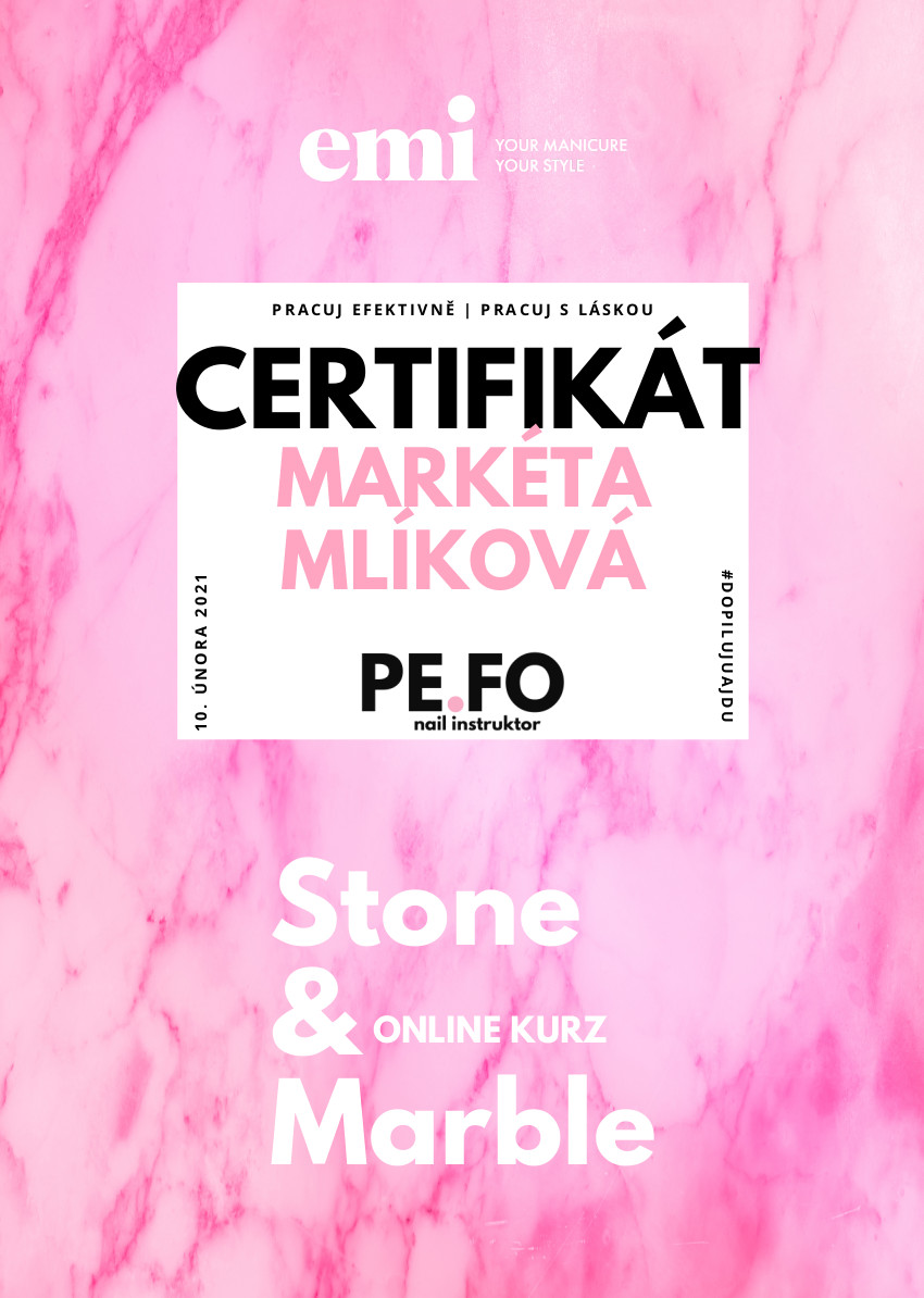 Certifikát E.Mi - PE.FO - Stone & Marble | Markéta Mlíková