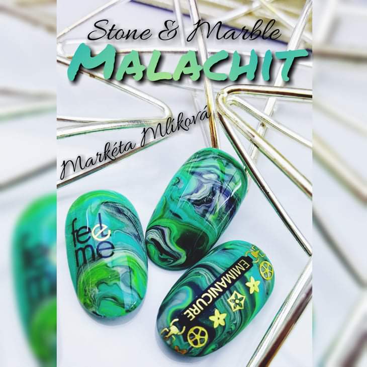 Zdobení nehtů Stone&Marble - Malachit | Nehtové studio Brno-Slatina - Markéta Mlíková
