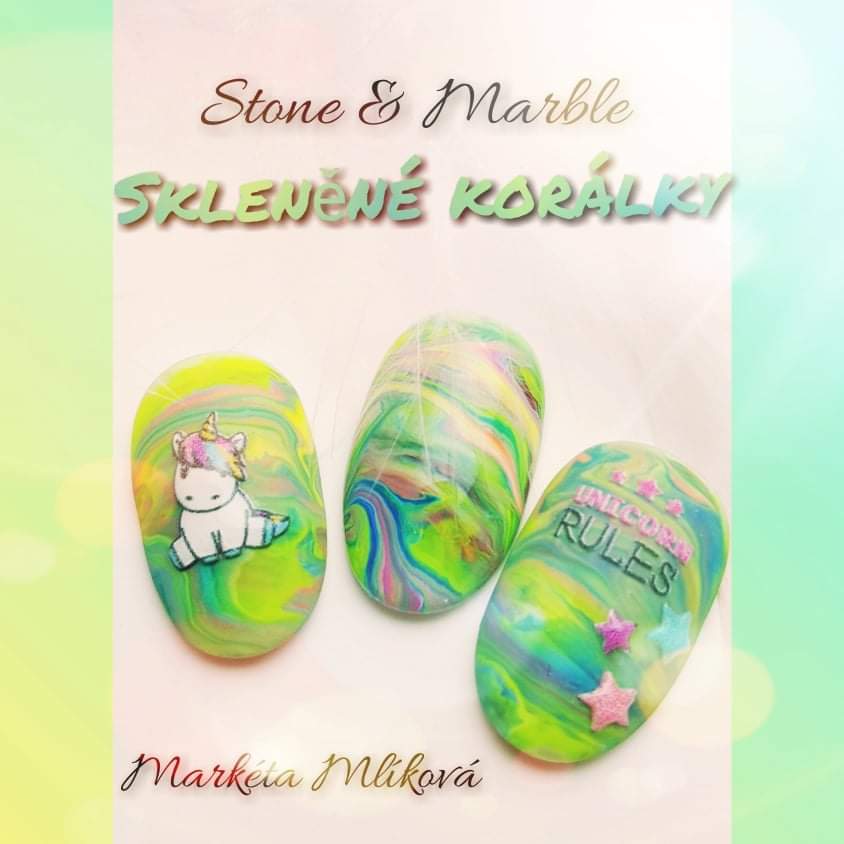 Zdobení nehtů Stone&Marble - skleněné korálky | Nehtové studio Brno-Slatina - Markéta Mlíková